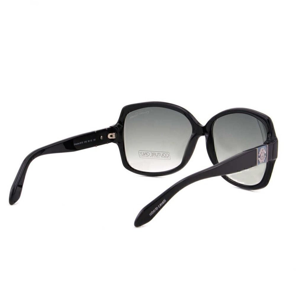 New Roberto Cavalli Women Black Square Sunglasses RC651S Gray-Olive Lens Classic - Picture 9 of 12